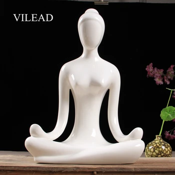 

VILEAD 32cm Ceramic Yoga Figurines Handmade Ornament Home Soft Decoration Accessories Christmas Decorations for Home Souvenirs