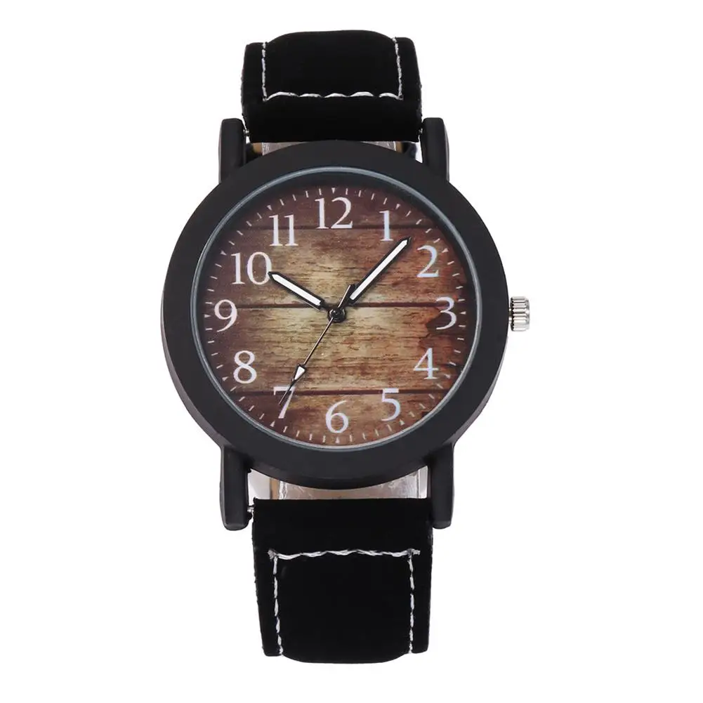 

2019 relogio Vintage Men Wooden Grain Pattern Arabic Numbers Quartz Analog Casual Wrist Watch montre homme