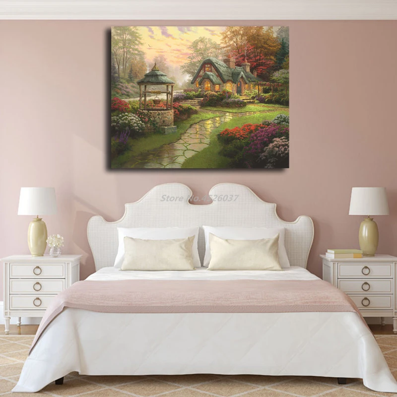 Thomas Kinkade картина маслом на холсте с пожеланиями для гостиной Автопортрет фото