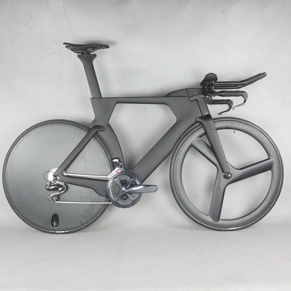 Complete bicycle TT bike TT-01 Time Trial Triathlon carbon fiber black paint intergrated TT handlebar with R8060 Di2 groupset