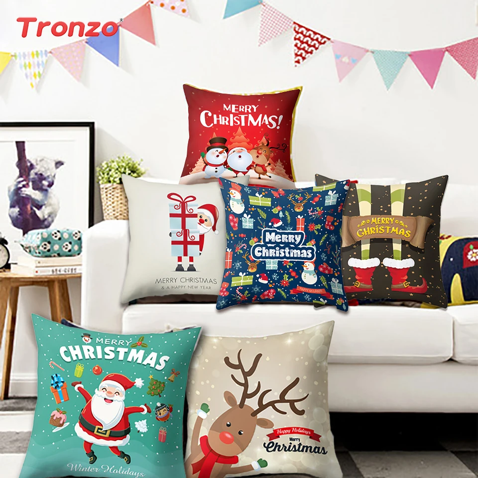 

Tronzo Christmas Pillowcase Christmas Party Decorations Santa Snowman Reindeer Pillow Cover Xmas Decor For Home Navidad 2019