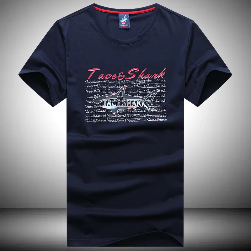 DARK BLUE TACE& SHARK брендовая одежда Для мужчин письмо печати короткий рукав Повседневное Стиль футболки 60 - Цвет: DARK BLUE