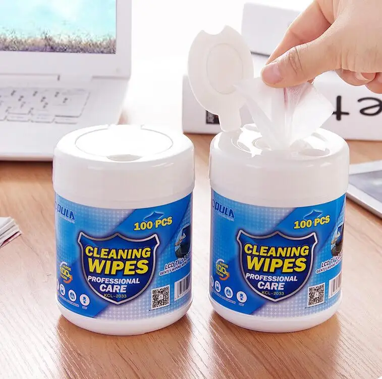 100pcs/set Phone laptop screen easy cleaning wipes LCD TV display screen wipe clean cloth Wet wipes for computer