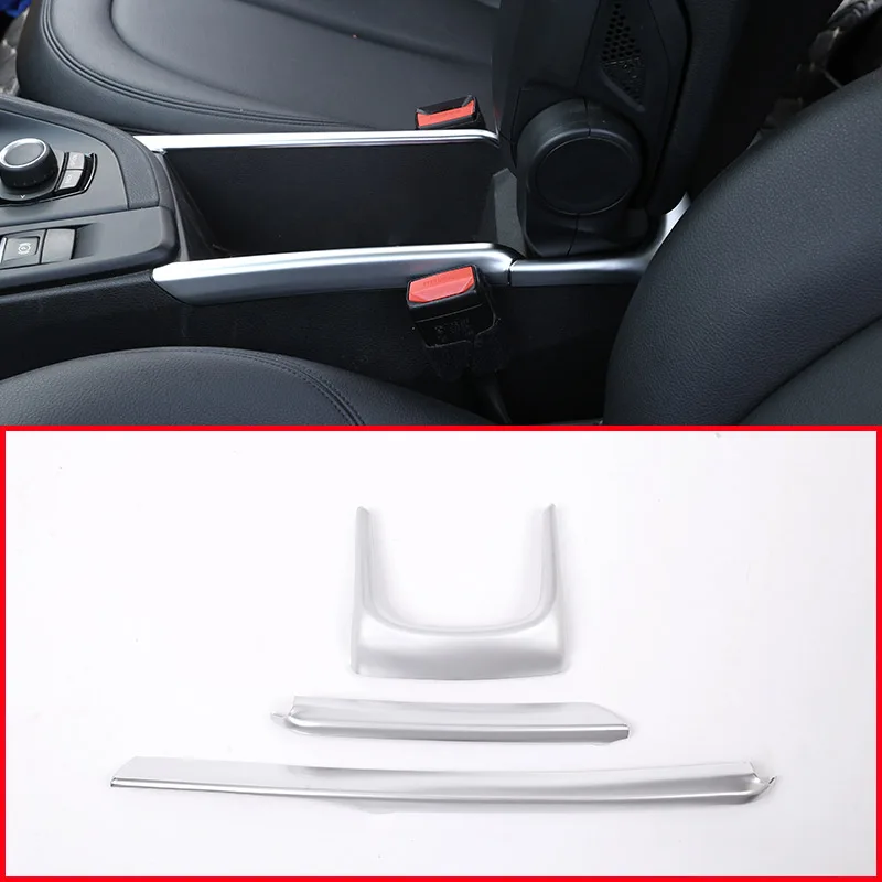 

3pcs ABS matte silver For BMW X1 F48 2016 2017 2018 Car Armrest Box Decoration Strips Trim Accessories