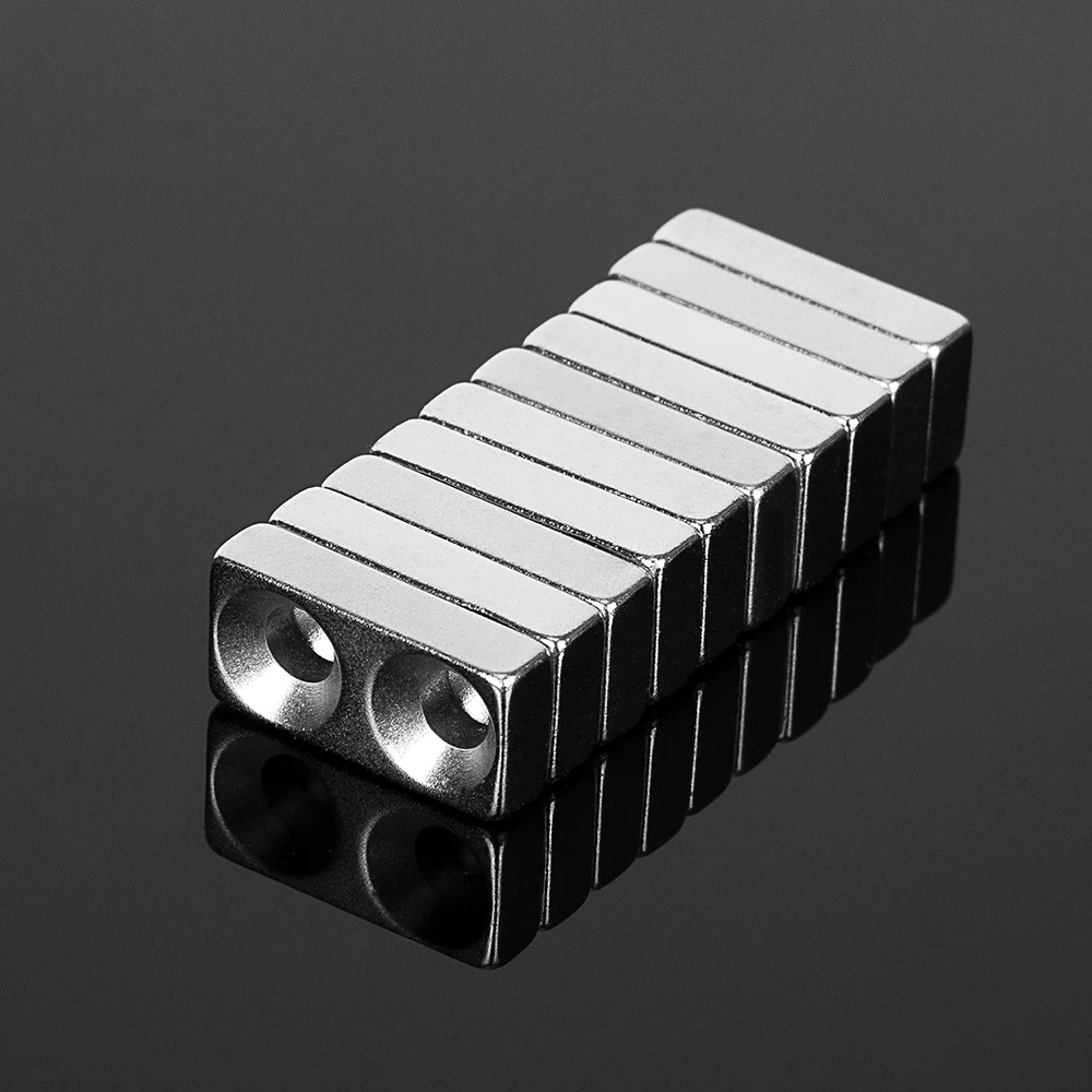 New ! 10PCS 20x10x3.5mm Double 4mm Hole Neodymium Rectangular