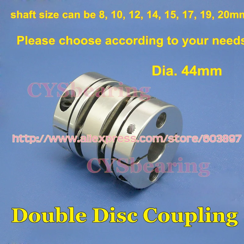 

New Dia. 44mm Flexible double diaphragm disk coupling disc coupler for CNC motor 8mm, 10mm, 12mm, 14mm, 15mm, 17mm, 19mm, 20mm