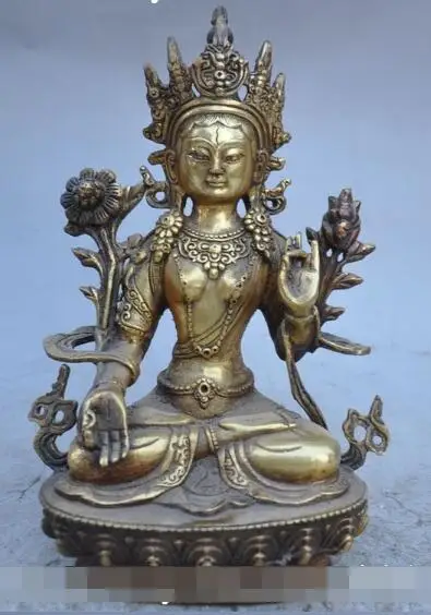 

S01218 9" Tibet buddhism fane Bronze TaRa Kwan-Yin Guan Yin Bodhisattva Buddha Statue (B0328)