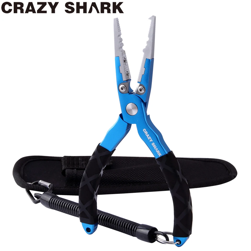 

CrazyShark Aluminium Fishing Pliers Split Ring Cutters Fish Scissors Multifunctional Hook Remover Line Cutter Tools Blue 16cm
