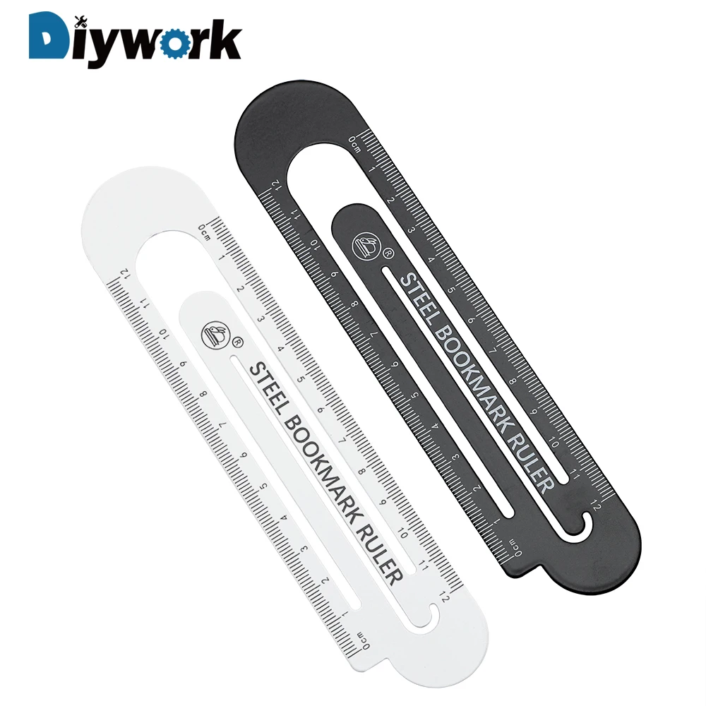 DIYWORK 12cm Measuring Tools Metal Bookmarks Ruler Gauging Tool Paper