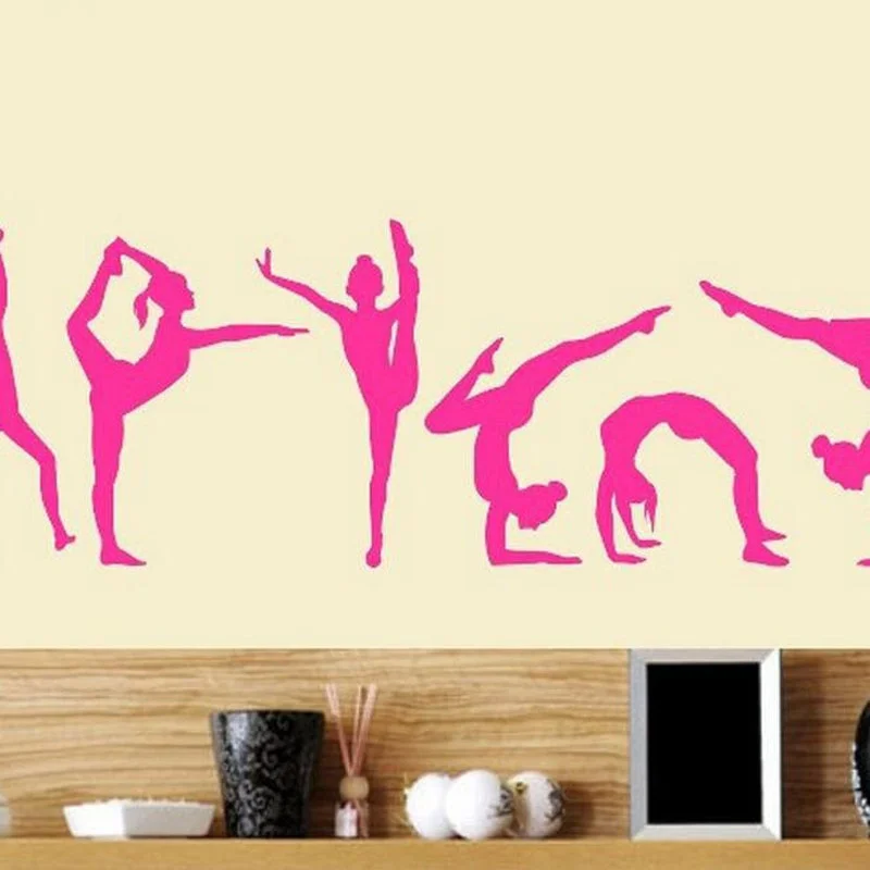 Танцевальная гимнастика для девочек, наклейка на стену, Спортивная виниловая художественная Настенная Наклейка для украшения дома, настенная бумага H39