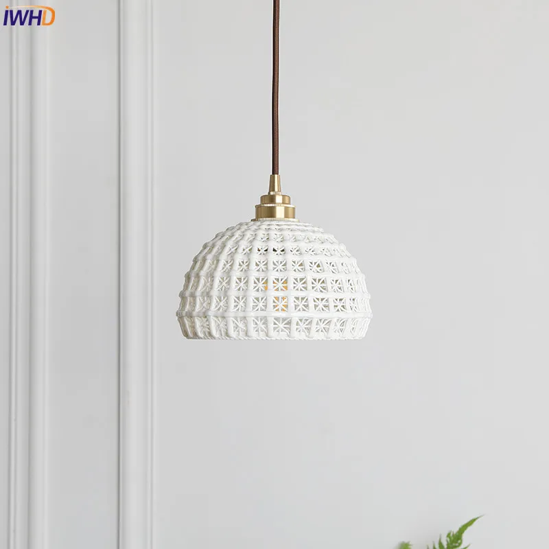  IWHD Japanese Nordic Style Modern Pendant Lights Fixtures Dinning Living Room White ceramics Hangin - 32870014452