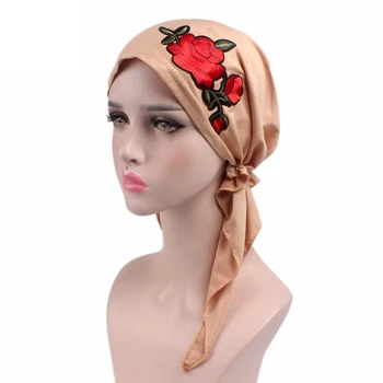 

30PCS / LOT SINGYOU Women Beanie Skullies Cap Fashion Rose Embroidery Cancer Chemo Hat Scarf Turban Head Cap Female Fitted Hats