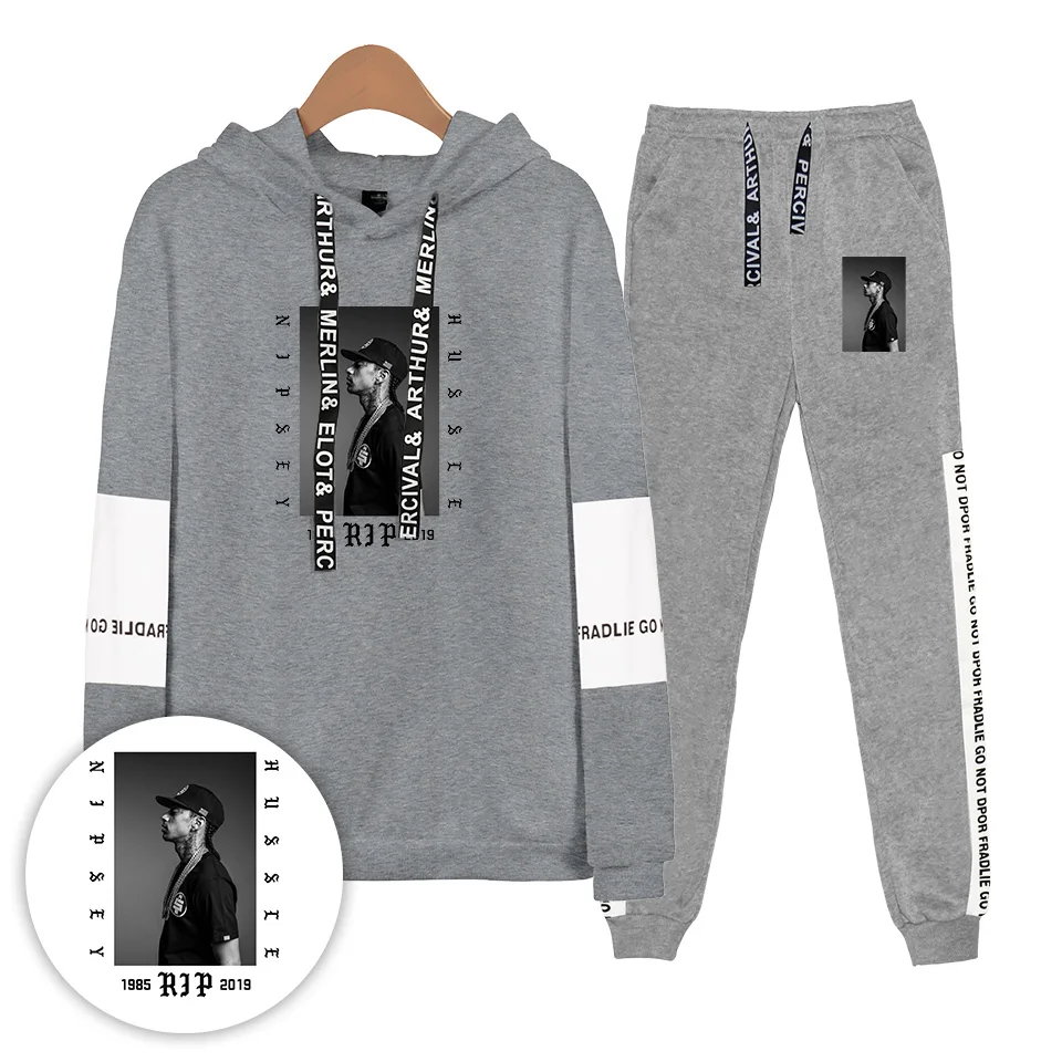 Спортивный костюм Nipsey Hussle для мужчин и женщин, трикотажные комплекты, повседневные толстовки в стиле хип-хоп, Зимние толстовки, комплект из двух предметов, одежда для бега