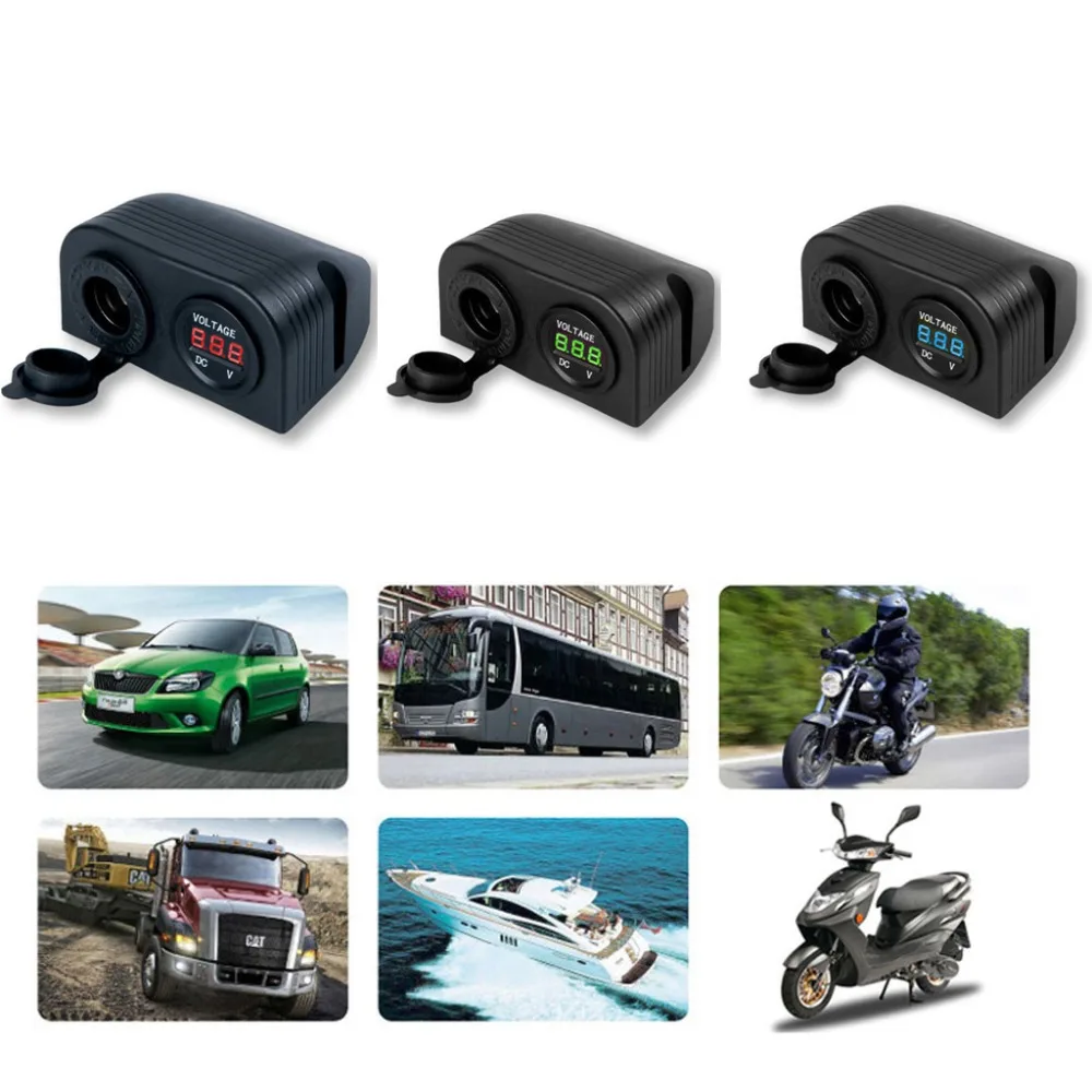 

Waterproof 12V 24V LED Voltmeter Car Cigarette Lighter Power Socket for Motorcycle Boat Car Truck Switch Panel