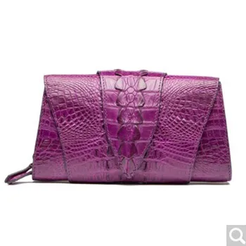 

2018 Bev new lady purse crocodile leather women clutch bag Korean version trend dinner socialite temperament hand grab bag black