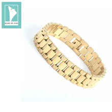 

2018 Trendy Men's Big Chain Link 16mm Bracelet Stainless Steel Gold/Black Color Adjustable Bracelet Men Jewelry