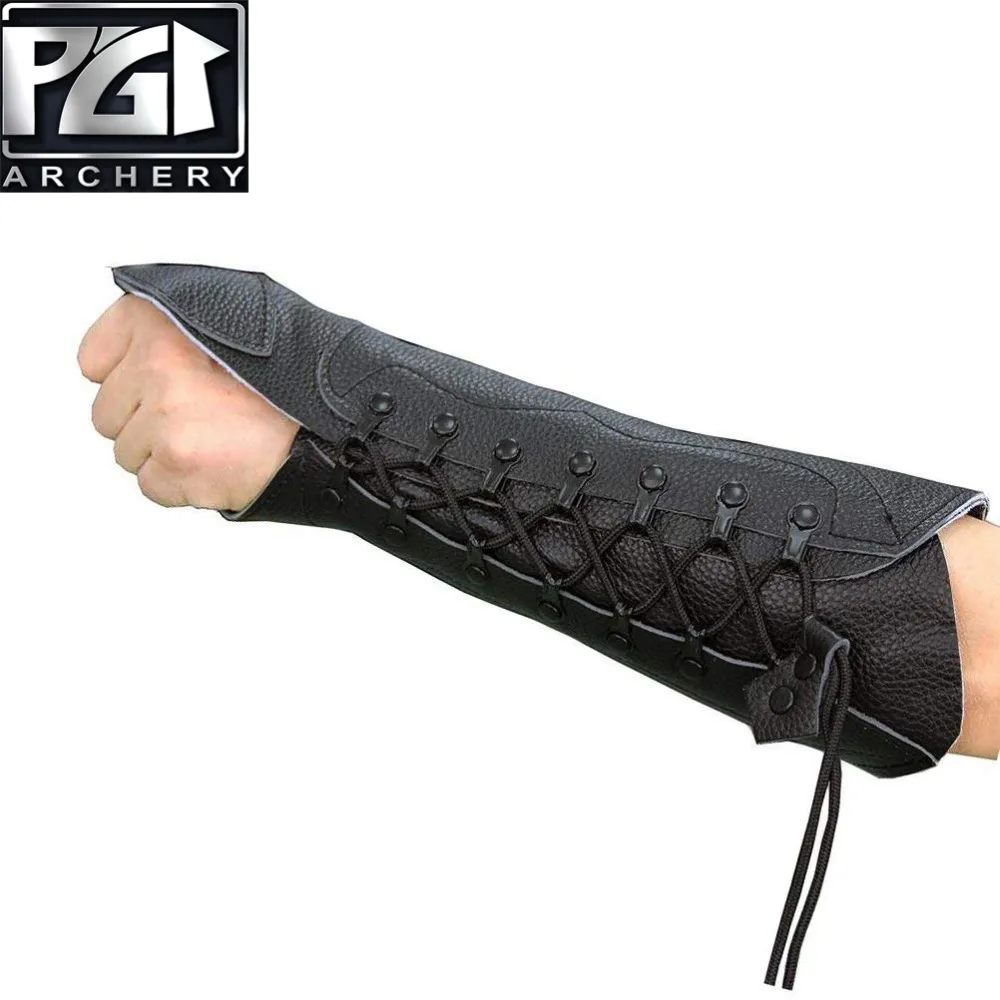 

PG1ARCHERY Archery Arm Guard for Bow Hunting, Unisex Leather Arm Hand Protector Bracer Glove Adjustable Protective Gear