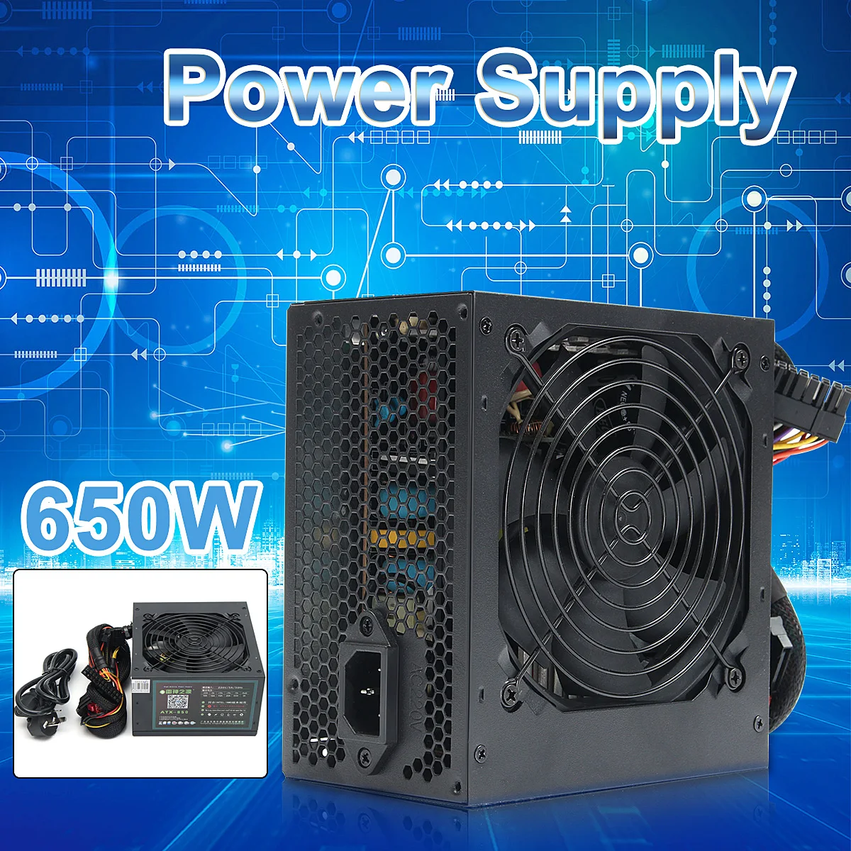 Вт 650 Вт 350 Вт Peak-PSU atВ 12 в игровой ПК питание 24Pin/Molex/Sata 12 см вентилятор компьютер питание для BTC - изображение