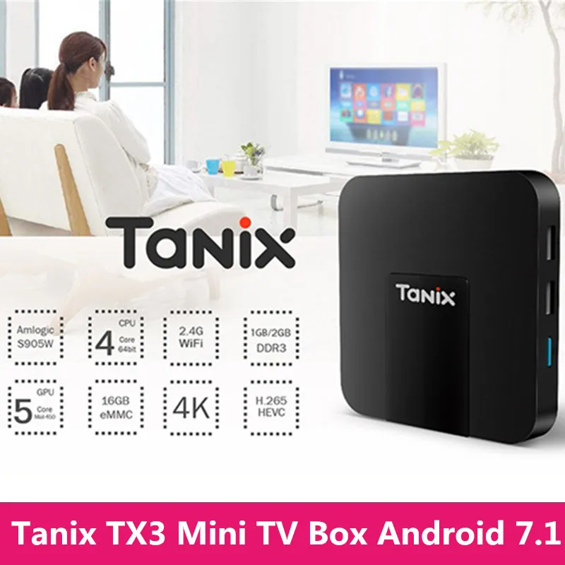 

Tanix TX3 Mini TV Box Android 7.1 Amlogic S905W Quad Core 2.4GHz WiFi 2GB RAM 4K HD H.265 Smart Media Player Set-top Box