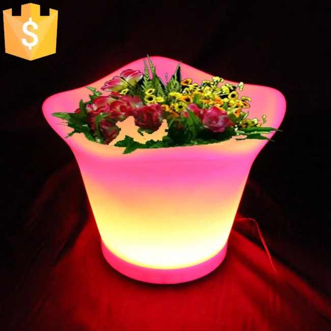 L32* W32* H28cm 4.5L светящиеся фонарики светодиодный цветочный горшок изменяемый цвет RGB Цвета светодиодный горшок для рассады светодиодный ваза украшения 4 шт./лот