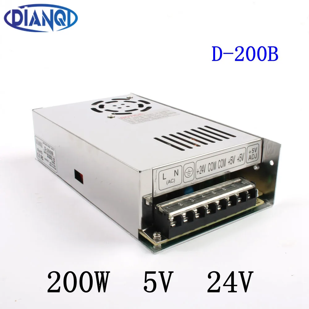 Двойной выходной источник питания 200 Вт 5 в 10А и 24 В 6А мощность suply D-200B ac dc преобразователь хорошего качества