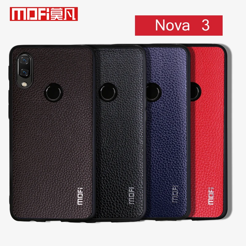 

Nova 3 Case For Huawei Nova 3 Case Cover Mofi For Huawei Nova3 Pu Leather Back Cover Capa Coque Grain Black Red Brown Blue
