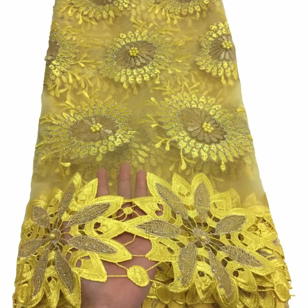 

African Lace Fabric 2019 Embroidered Nigerian Stones Laces Fabric High Quality French Tulle Lace Fabric For Women YDDE272