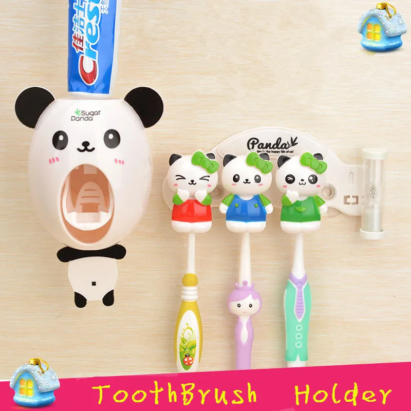 LIYIMENG الكرتون متعدد الوظائف حامل فرشاة الأسنان تخزين Orgainzer مربع ملحقات الحمام شفط السنانير فرشاة أسنان حامل