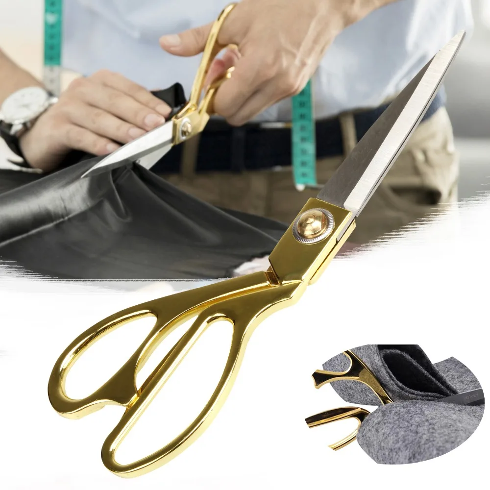 

Gold-plated Stainless Steel Sewing Scissors Multi-functional Clothing Tailor Scissors For Fabric Clothes Leather Carton Cutting