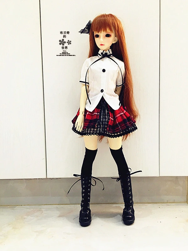 1/6 1/4 1/3 BJD школьная форма рубашка+ клетчатая юбка для BJD/SD Одежда Аксессуары куклы, не включены кукла, обувь, парик, аксессуары