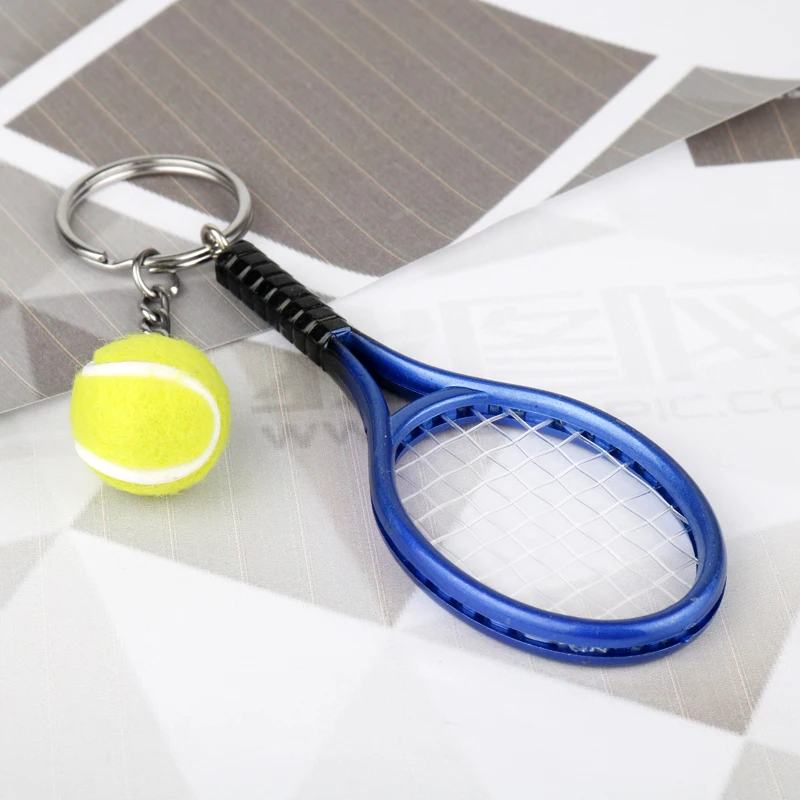 

MQCHUN 2017 Creative Alloy Tennis Racket Shaped Ball Keychains Key Ring Keychain Best Gift for soprts lovers chaveiros llavero