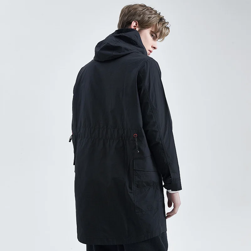 Осеннее пальто для мужчин однотонное повседневное на молнии с длинным рукавом мужские пальто бренд AFY901586