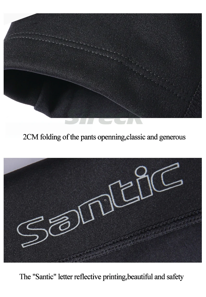 Santic Men Winter Padded Cycling Tights Fleece Breathable Keep Warm Bicycle Bike Sponge Padded Pants Long Downhill Bike Pants