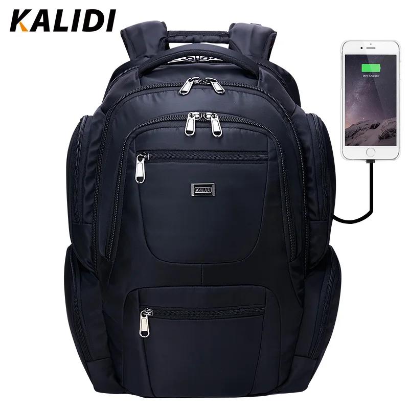Mochila KALIDI resistente al agua para ordenador portátil para hombre carga USB e interfaz de auric