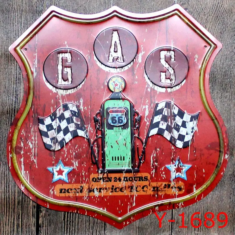 ROUTE US 66 GAS Printing Tin signs IRON Wall Sticker Metal Tin Sign Gas station Wall Decor House&Garden decor