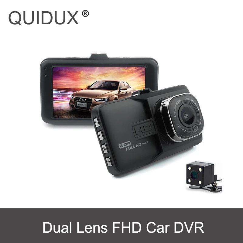 Автомобильный видеорегистратор QUIDUX с двумя объективами FHD 1080 P 3 0 дюймов