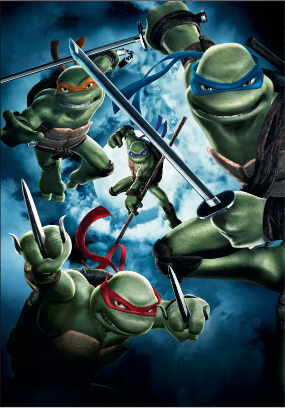 

5x7FT Ninja Turtles Blue Night Sky Moon Party Custom Photo Studio Backdrops Backgrounds Vinyl 150cm x 220cm