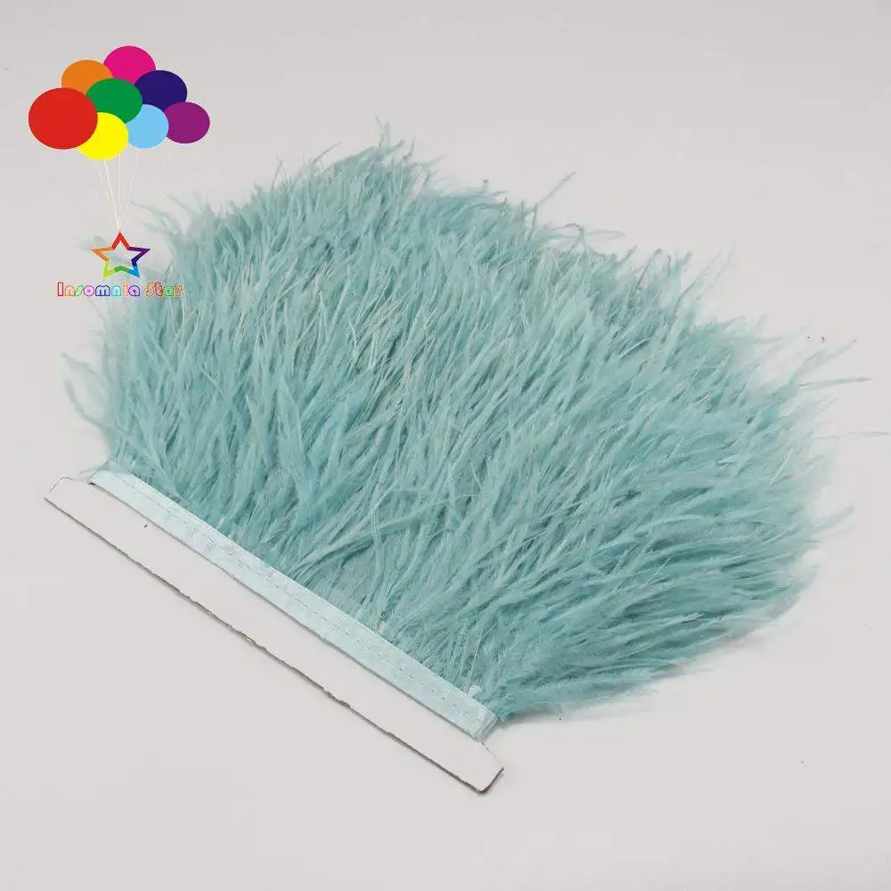 

Z&Q&Y natural beautiful ostrich hair dyed gray blue fabric edge DIY performance clothing skirt bag decoration material