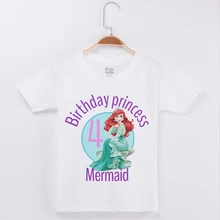 Mermaid Printed Clothes For Girls Birthday T Shirt For Kids Cartoon Painting 100 Cotton Children Boys Costumes Girl Tops Tees 3 14years teen boys clothes roblox t shirt cartoon running t shirt fashion hot game 100% cotton blue tops tees kids costumes