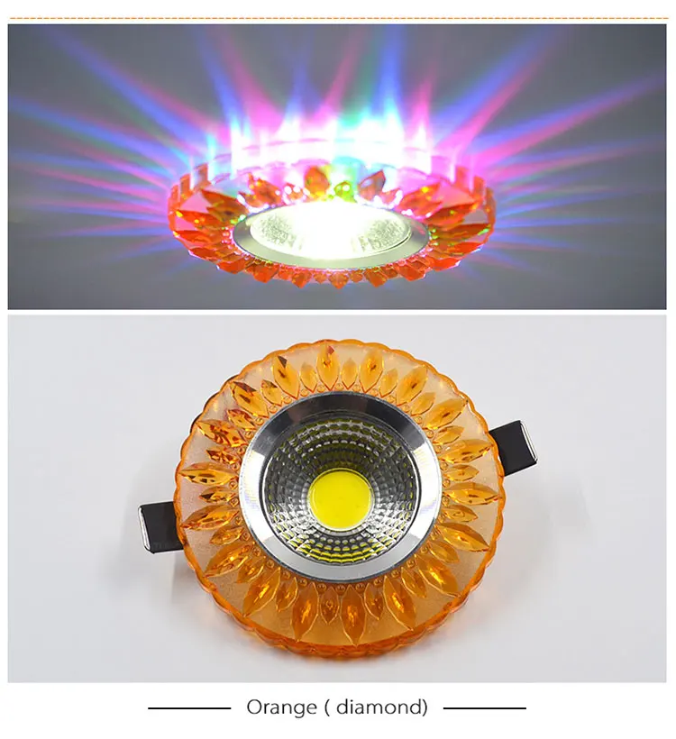 down lights COB LED Downlight Colorful Panel Light RGB 3W 110V 220V Recessed Lamp Fixture For Halogen Lamp Decoration Purple Spot light bathroom ceiling light