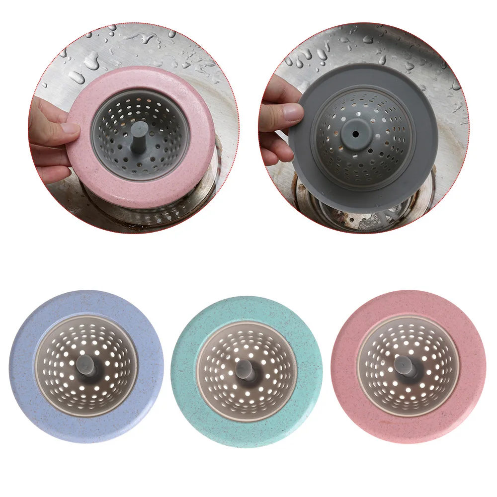 

Silicone Wheat Straw Sink Strainer Bathroom Shower Kitchen Drain Sink Drains Cover Colander Sewer Hair Stopper Filter Strainer