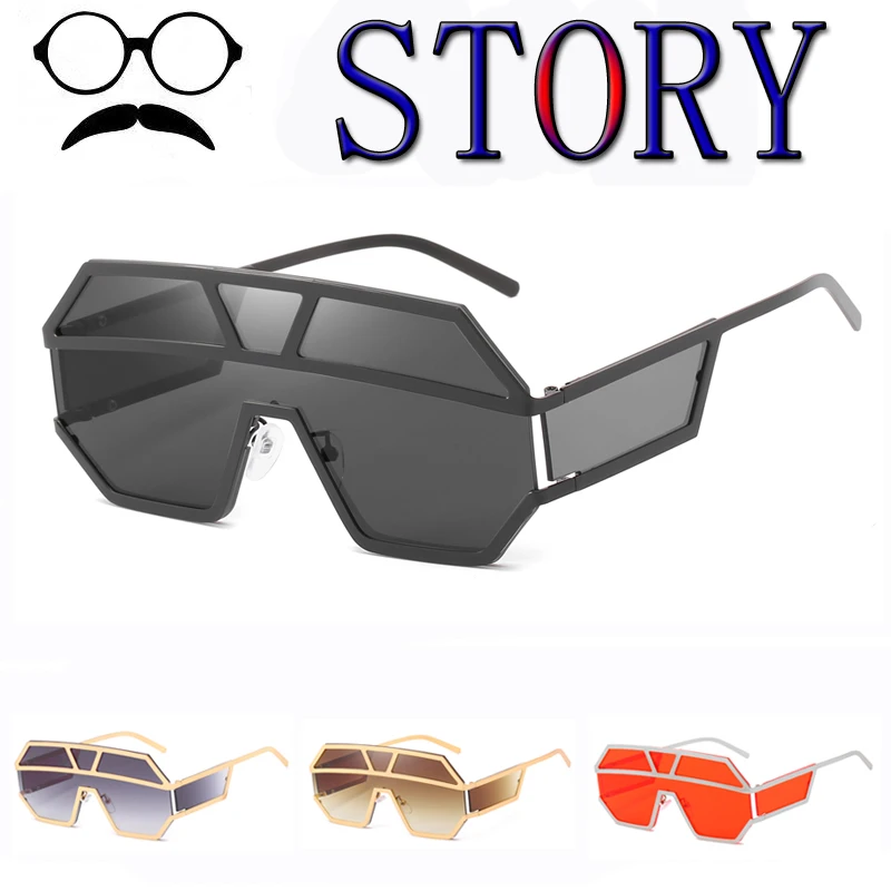 

Fashion Oversized Siamese Rimless Sunglasses Men Women New One Piece Big Frame Mirror Gradient Driving Goggle Sun glasses UV400
