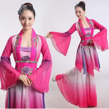 

woman Chinese Classical dance clothes Hanfu Embroidery ancient dance costume fairy poetic fan/drum/umbrella dance costumes