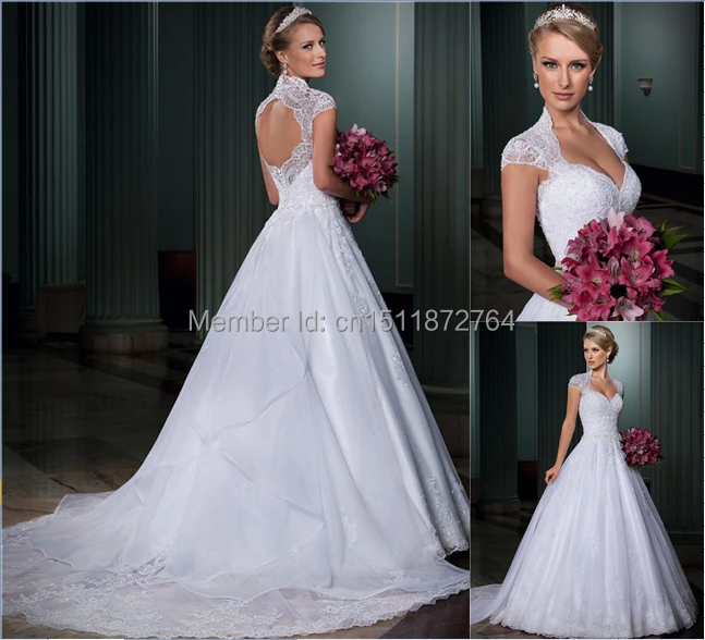 Wedding Dress 2014 Custom Made Princess Style Cap Sleeve