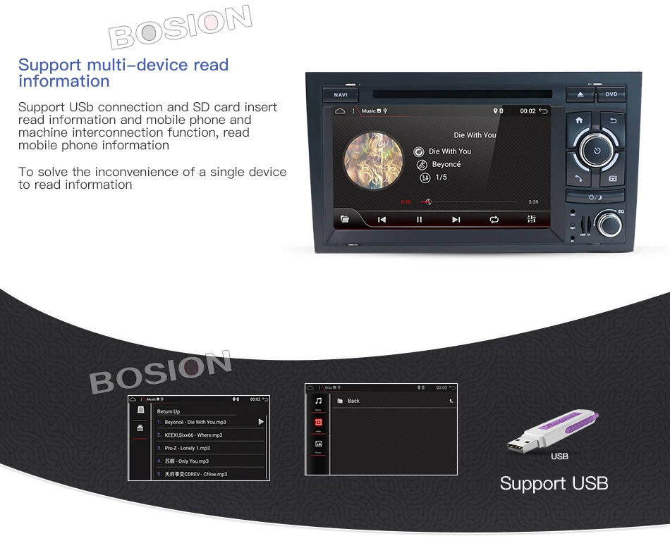 Perfect Free Canbus 1024*600 Quad Core Android 8.0 Car DVD Player for Audi A4 2002-2007 S4 RS4 8E 8F B9 B7 RNS-E (DTV DAB+ Optional) 5