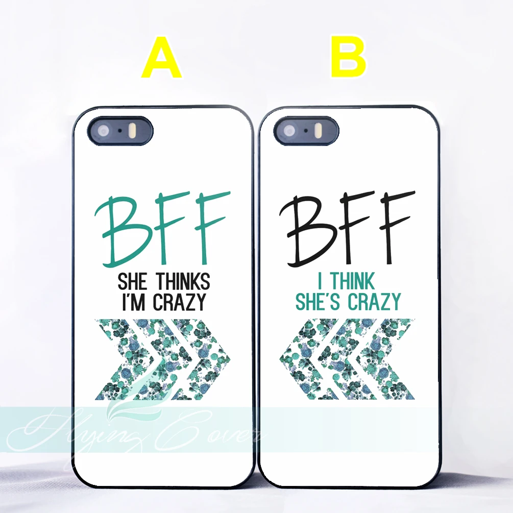 Capa Floral Best Friend BFF Quotes Couple Cases for iPhone X 8 8Plus 7