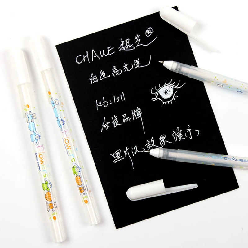 Фотоальбом с белыми чернилами 0,8 мм, гелевая ручка, милая ручка унисекс, подарок для детей, канцелярские принадлежности для офиса, обучения, школы