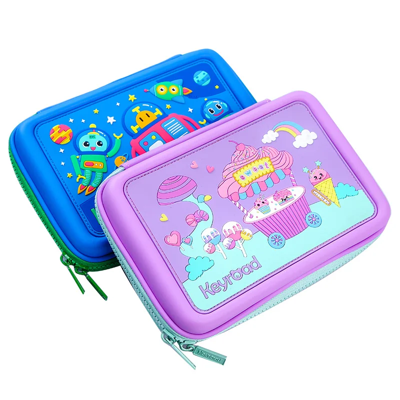 

Kawaii School pencil cases for girls boys multifunctional pencil box pencil bag large sweet cake robot 3D Pattern EVA pen case