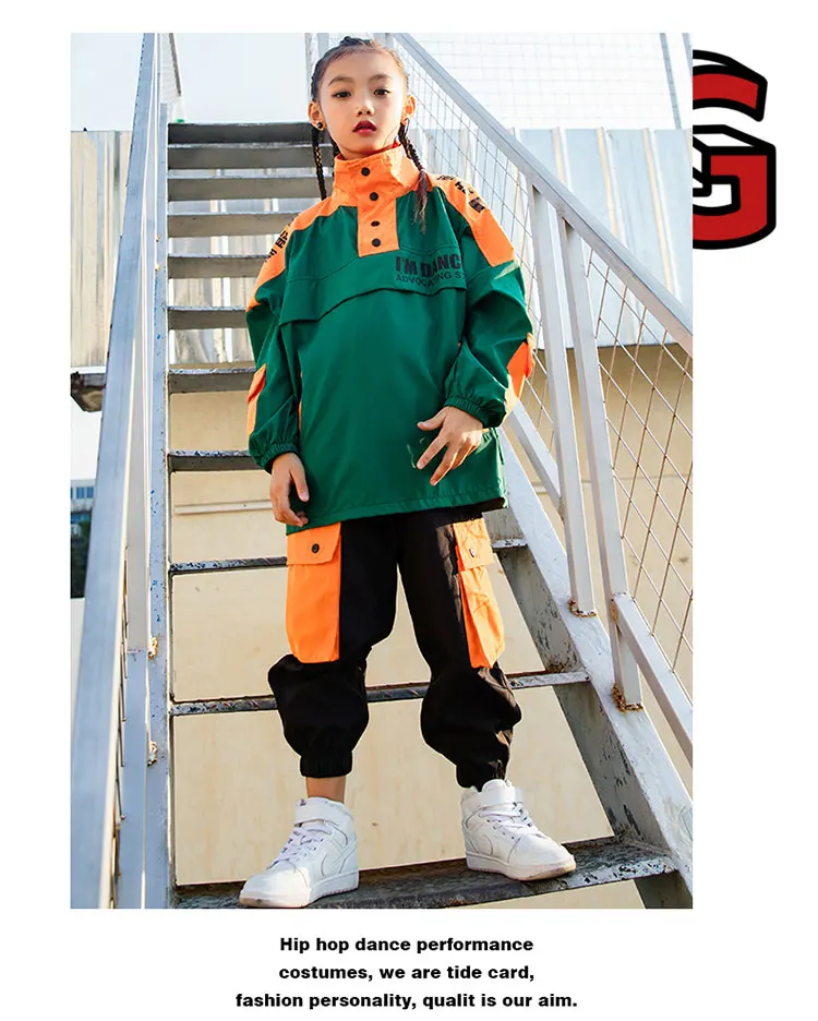 Г. Костюм в стиле хип-хоп куртка с длинными рукавами для мальчиков, штаны Одежда для уличных танцев Детская одежда для сцены, джазовых танцев Детская одежда DN2791