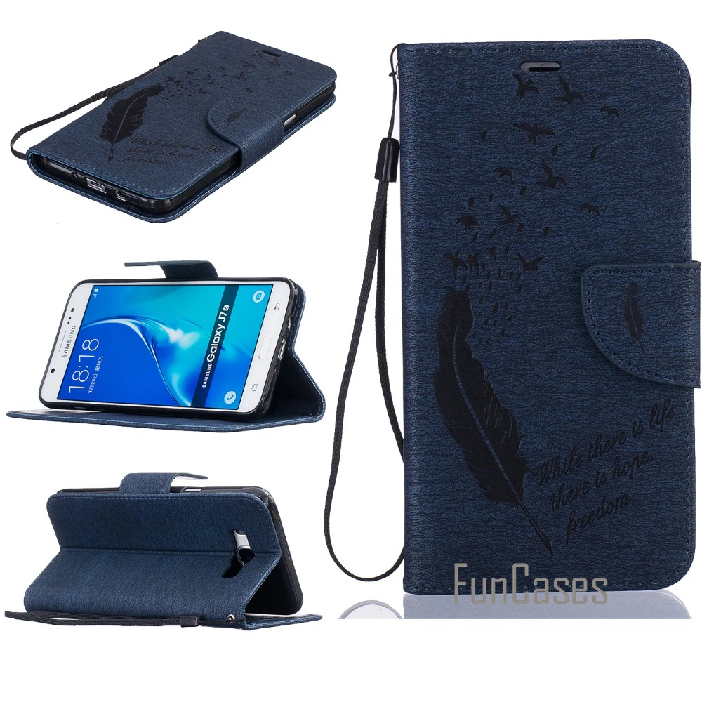 

Embossed Flip Case for fundas Samsung Galaxy J7 2016 Cover Case J7 2016 J710 J710F for coque Samsung J7 2016 Case + Card Holder